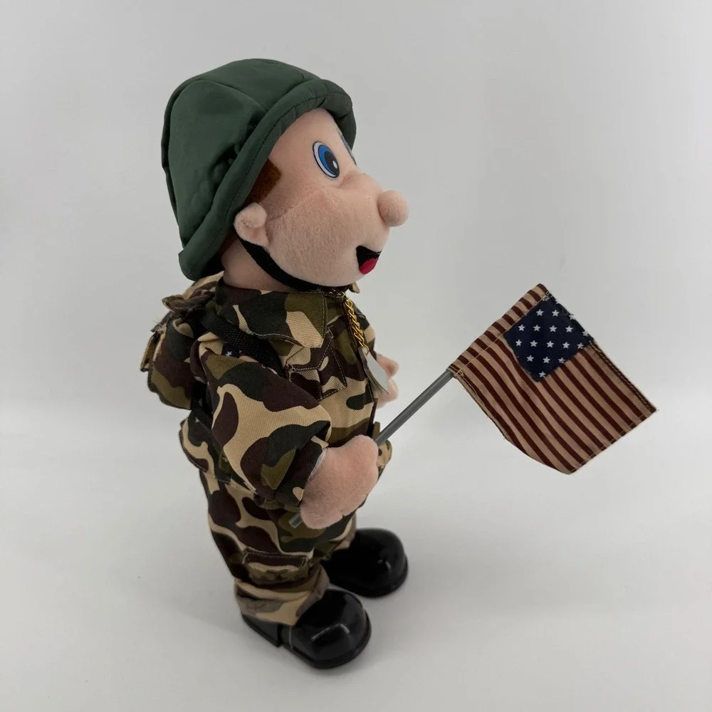 Beverly Hills Teddy Bear Co Animated Soldier Plush We Will Rock You Camo 15 inch